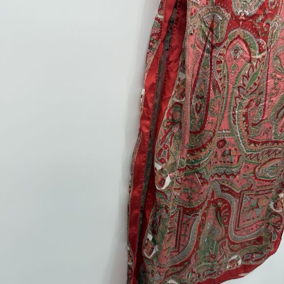 Unbranded Red Multi Pattern Paisley Elephant Satin Long Rectangle Scarf Textile - Picture 7 of 9